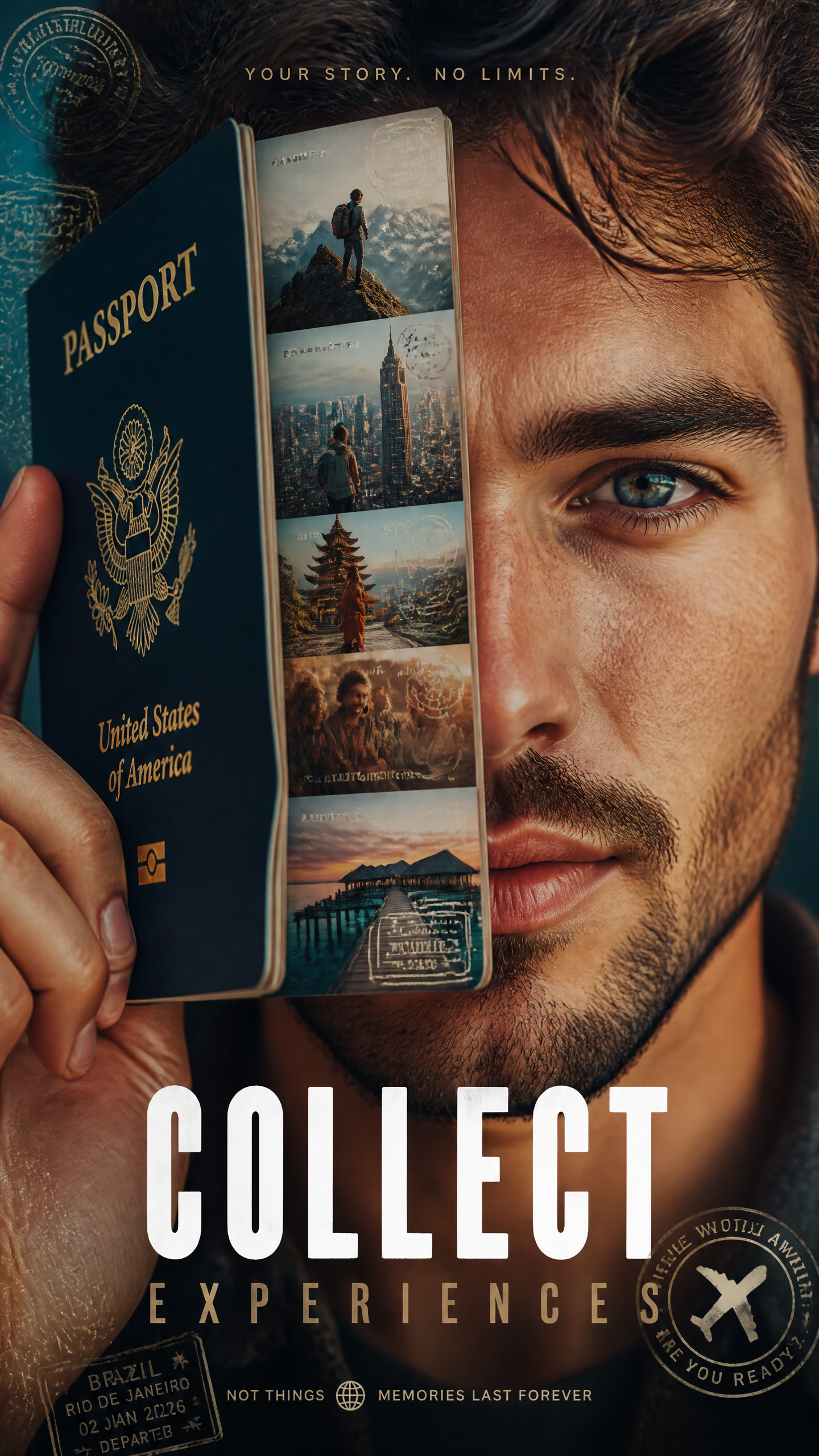 A premium 9:16 travel advertising poster.Main Subject:An ult