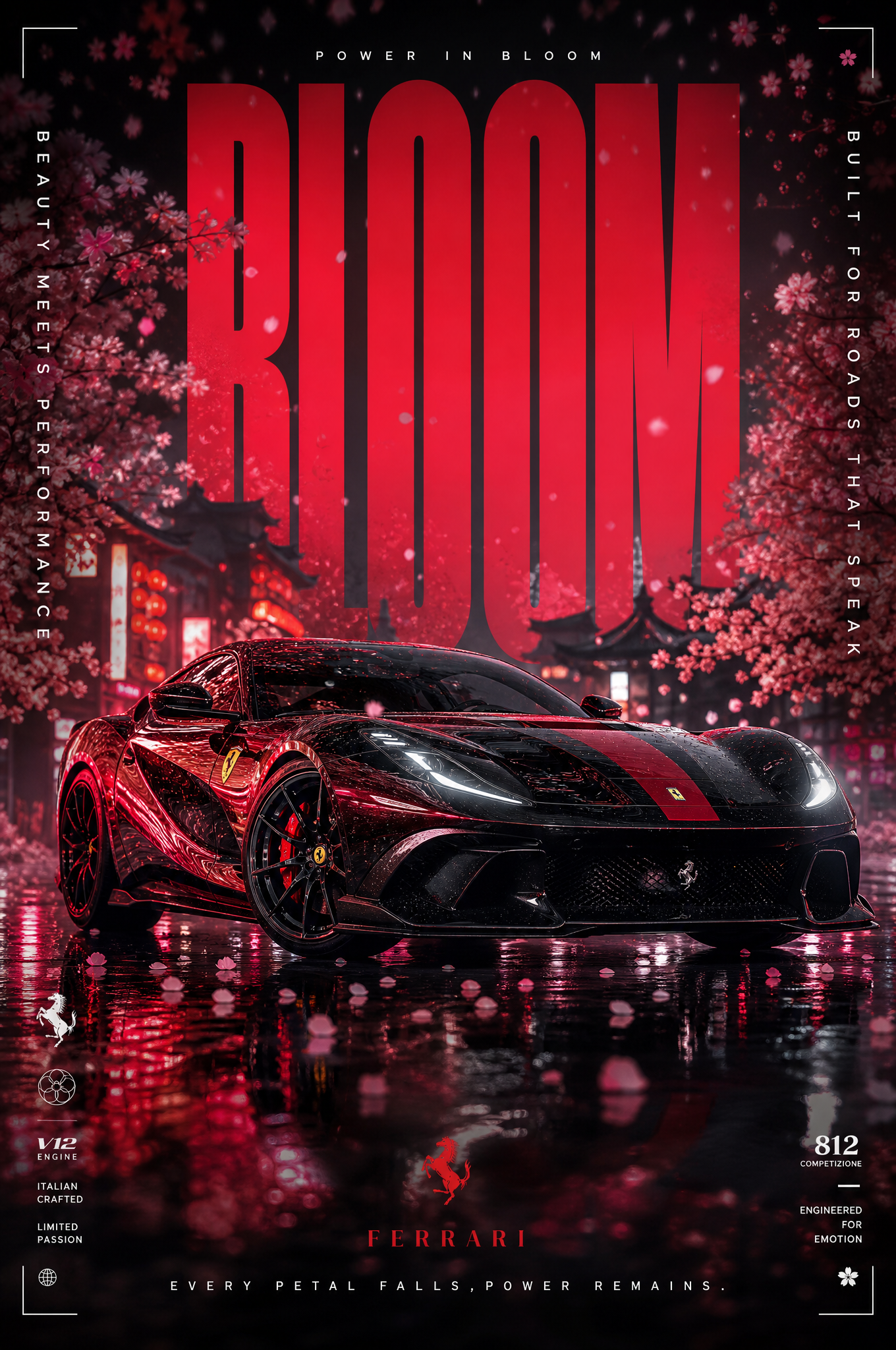Ultra-premium cinematic automotive advertising poster, featu