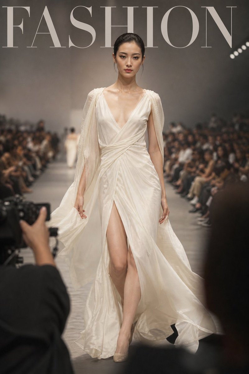 Luxury high-fashion runway magazine cover, title "FASHION", 