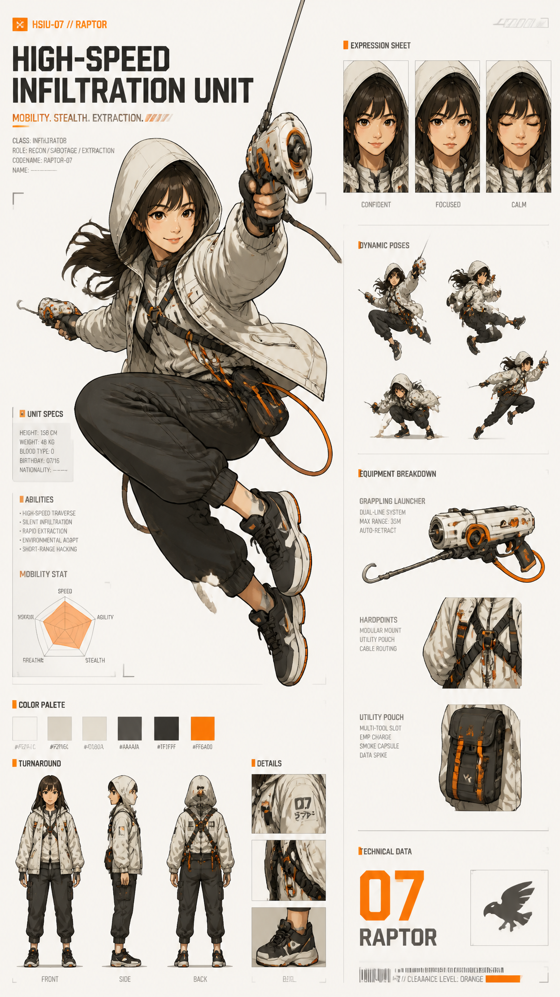 use [image1] to create A dynamic character concept sheet sho