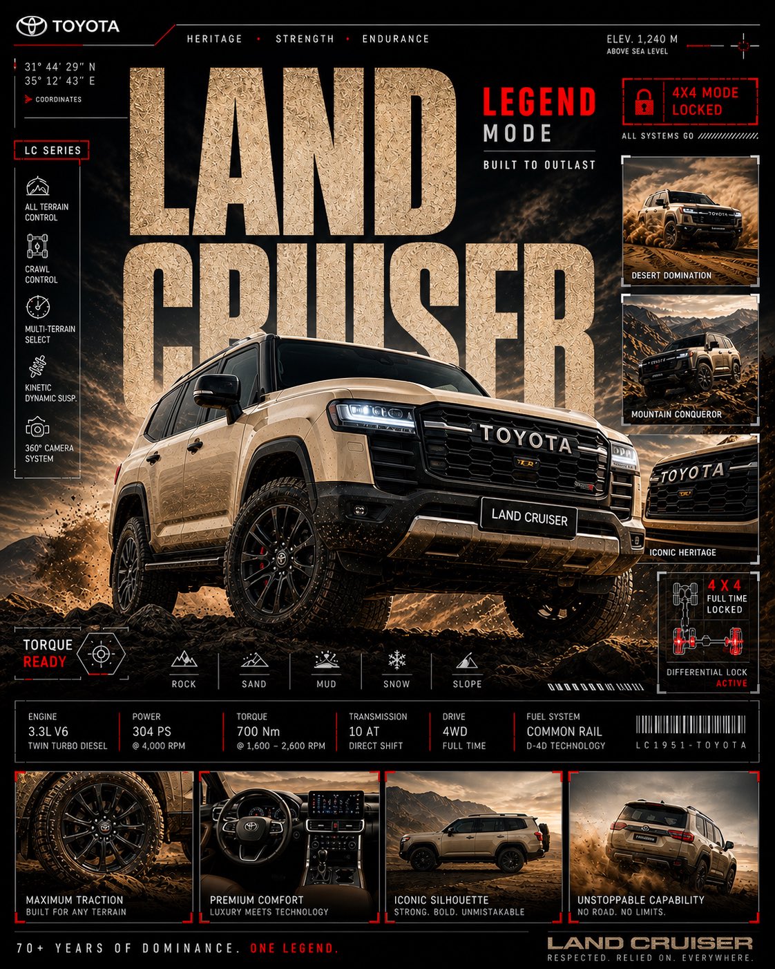 [BRAND = TOYOTA]
[MODEL = LAND CRUISER]
[COLOR = SAND BEIGE 