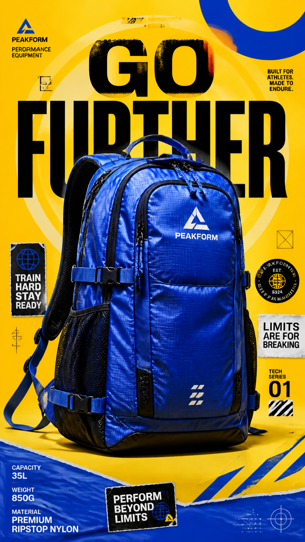 A premium 9:16 athletic accessories advertising poster.Centr