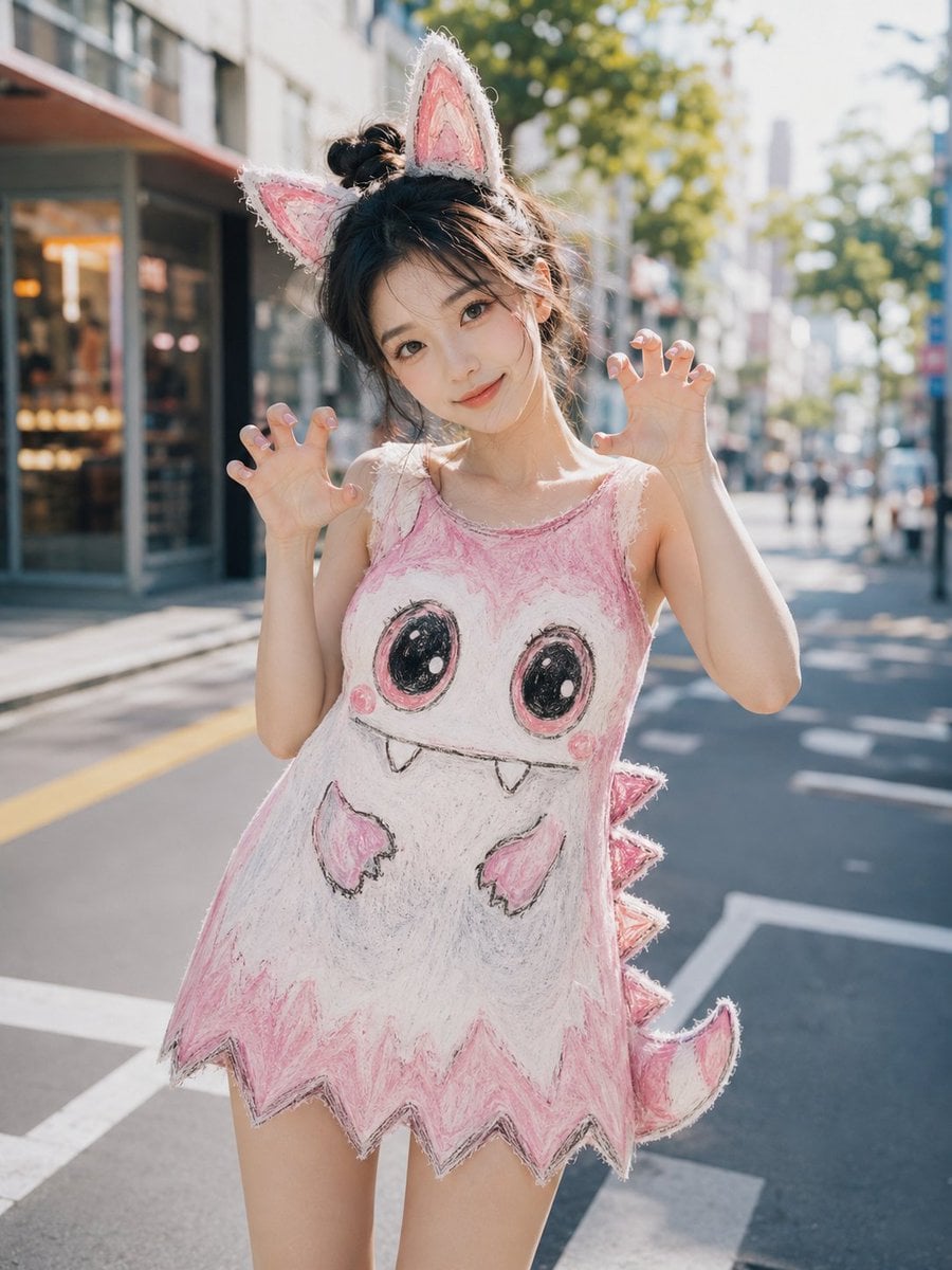 生成一张 3:4 竖版写实摄影质感的创意时尚女性写真。

画面中是一位 20–26 岁的年轻成年东方女性，具有明确东方女