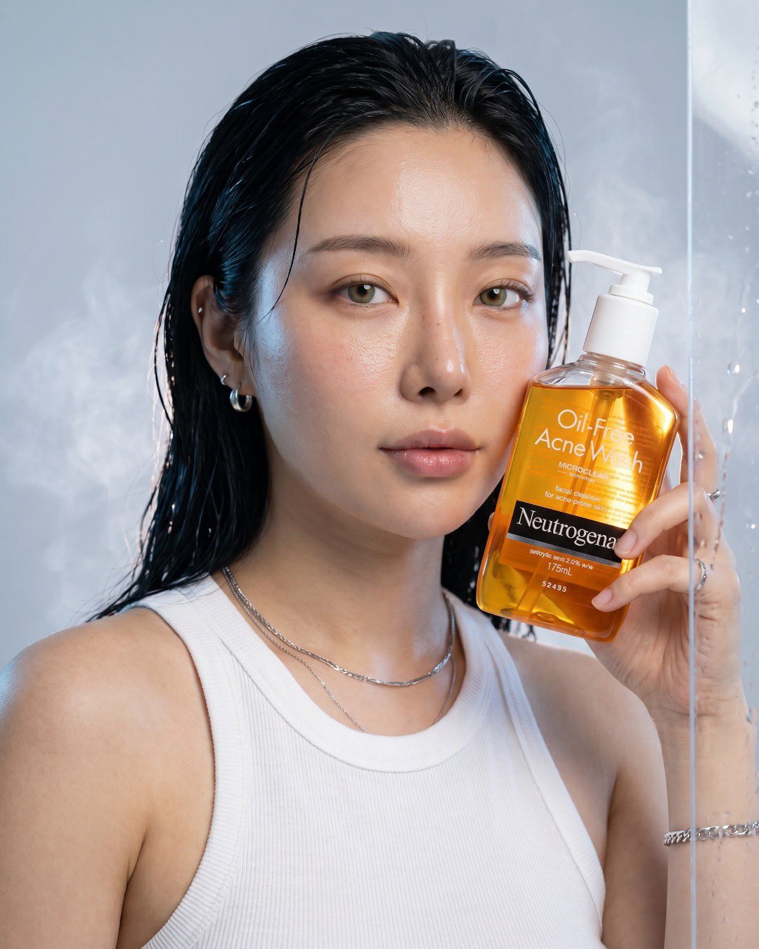 Ultra-realistic luxury skincare advertisement for Neutrogena