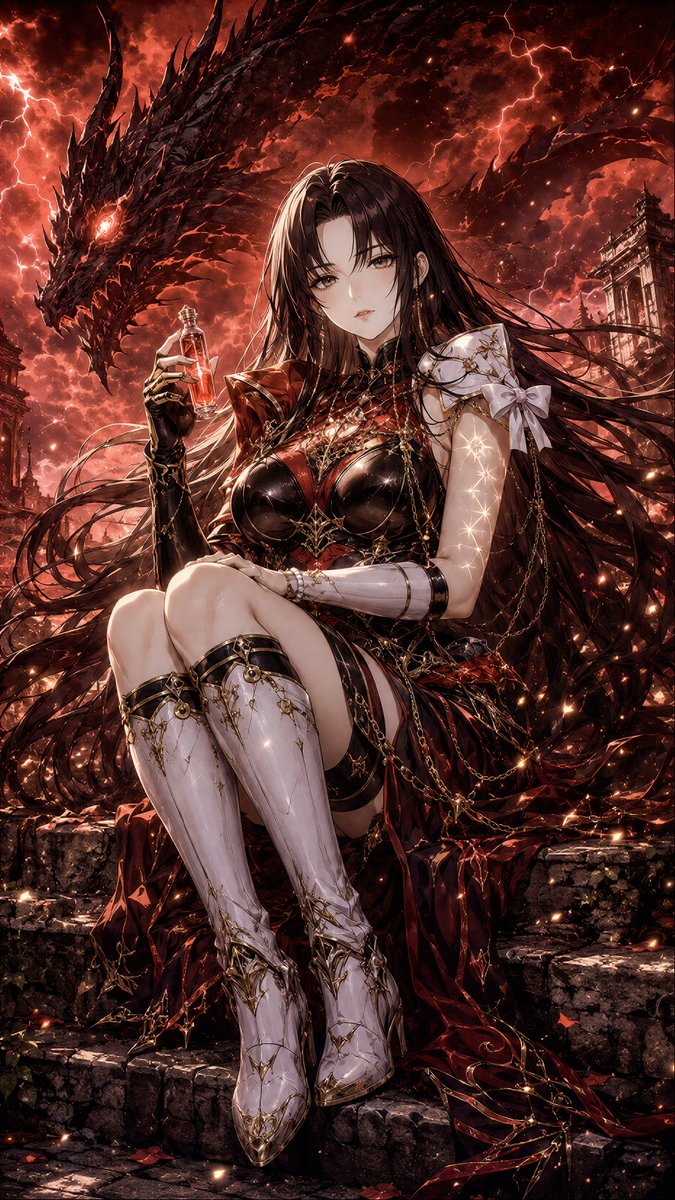 Dark fantasy anime key visual illustration.
High-end RPG gam