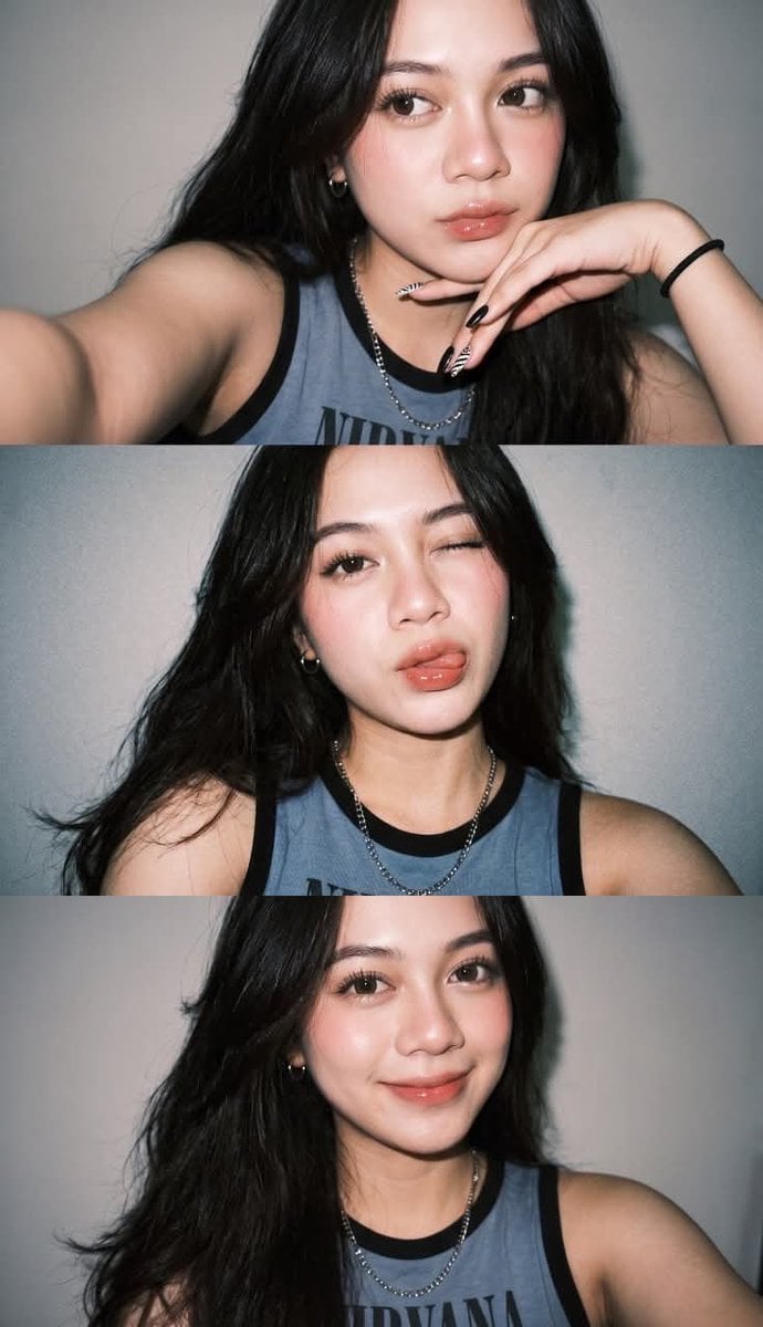 Ultra-realistic Gen Z selfie photo collage, three vertical s