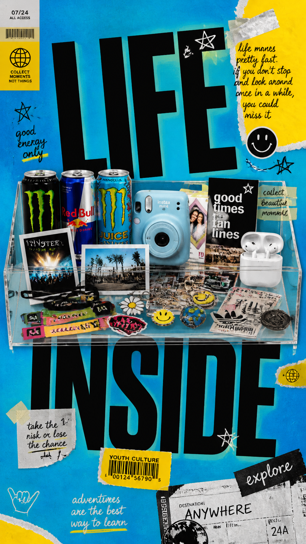 A premium 9:16 youth-culture lifestyle advertising poster.Ma