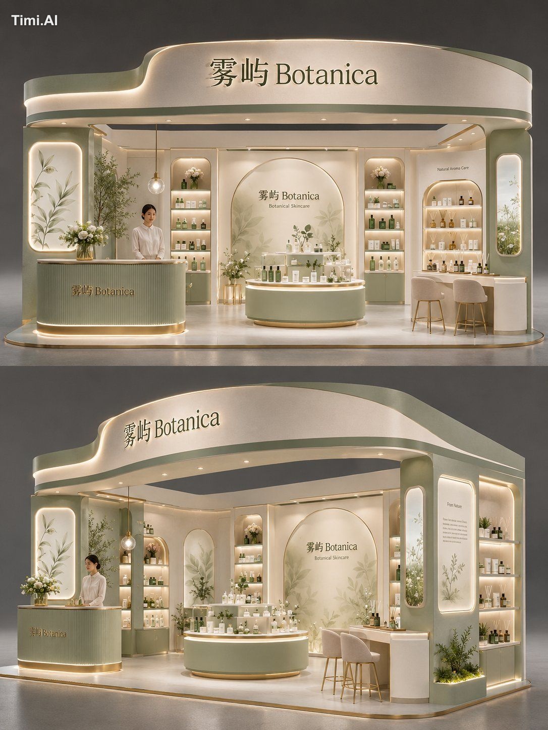 请生成一张高完成度的「品牌展位空间提案图 / Brand Booth Concept Render」。
【项目设定】