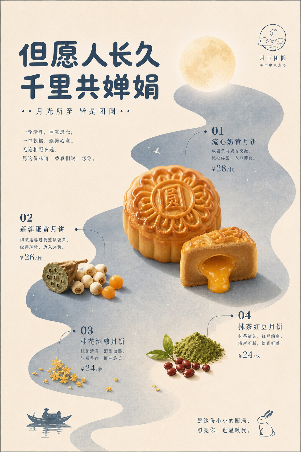 围绕具体主题内容生成一张竖版高质量印刷视觉,整体像克制而亲切的品牌菜单页。画面先建立大面积温暖纸色底,保留宽松边距和可呼