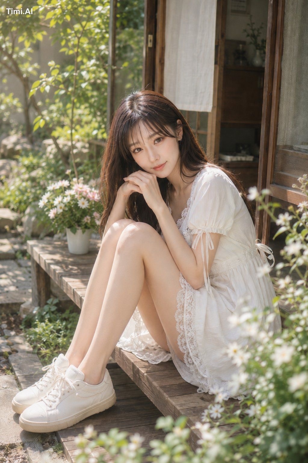 朝の光がやわらかい日は、少しだけゆっくり始めたくなる。
白いワンピースと花の影に包まれて🌼🤍✨🫧

#AIart 