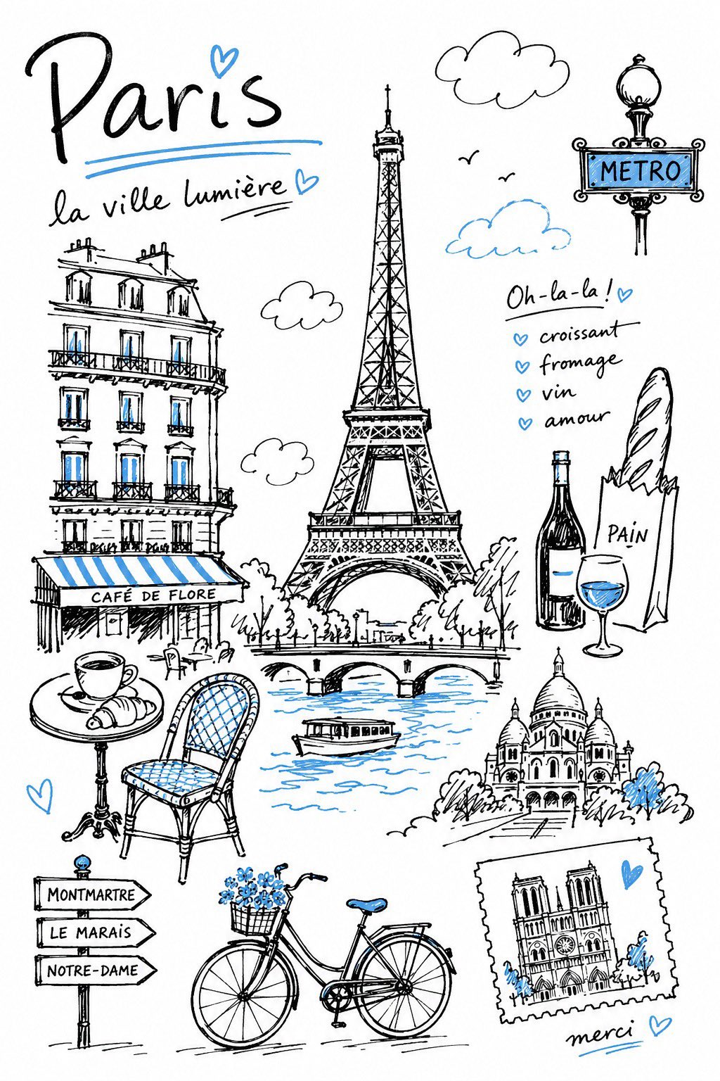 Create a charming editorial travel illustration of {DESTINAT