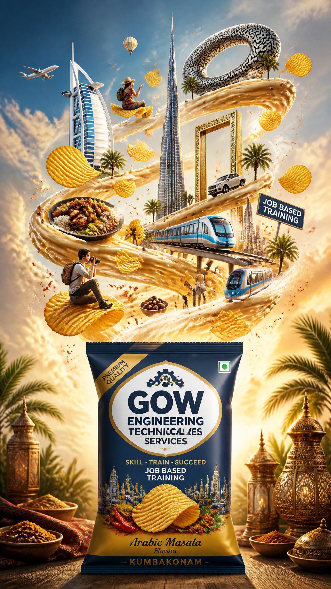 Ultra-detailed premium travel-food advertisement poster for