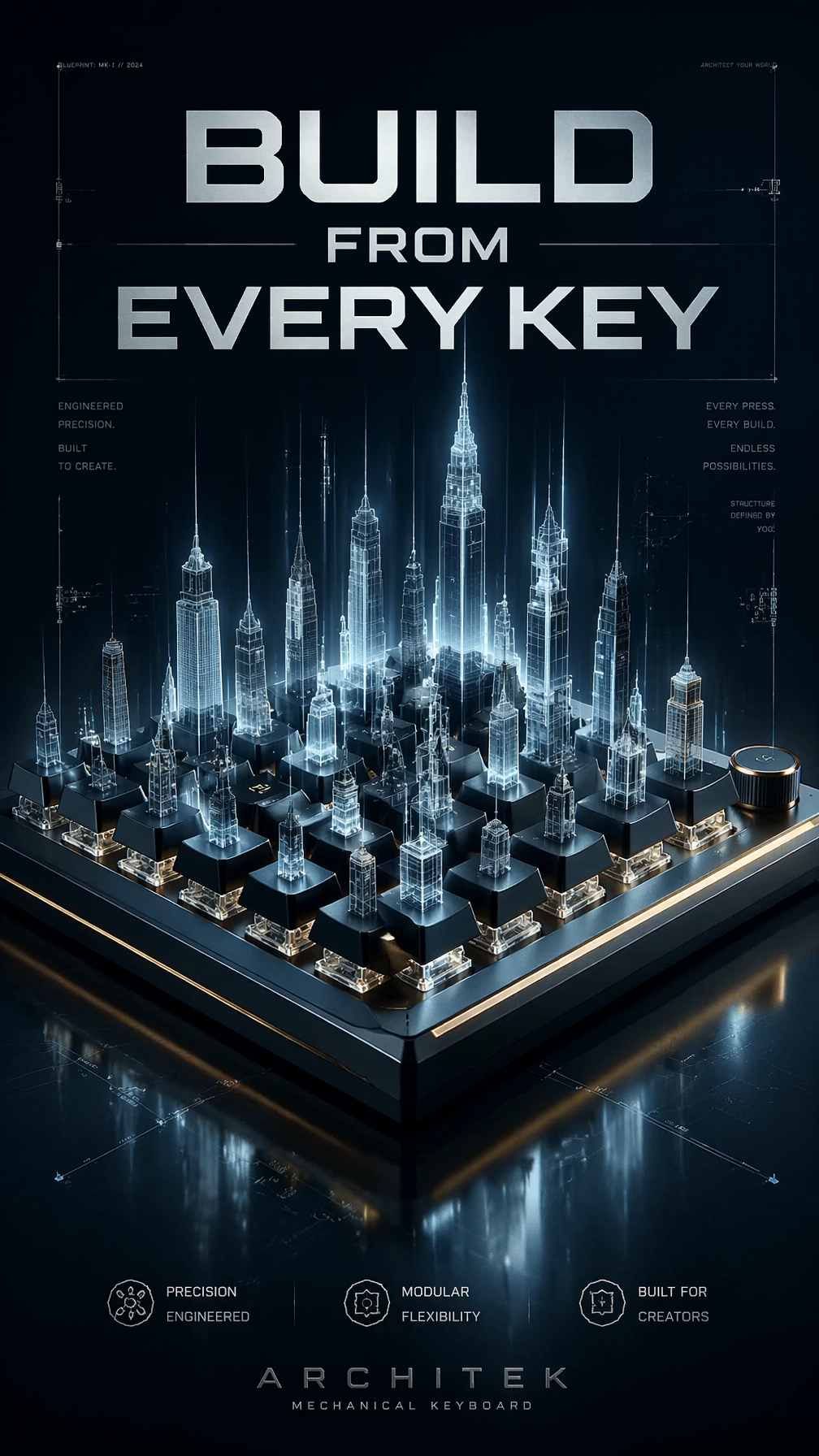 A premium 9:16 technology advertising poster.Main Subject:A