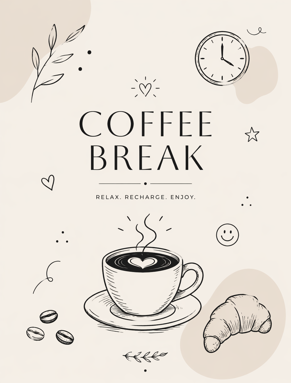 Minimal doodle-style poster for "Coffee Break" — clean and m