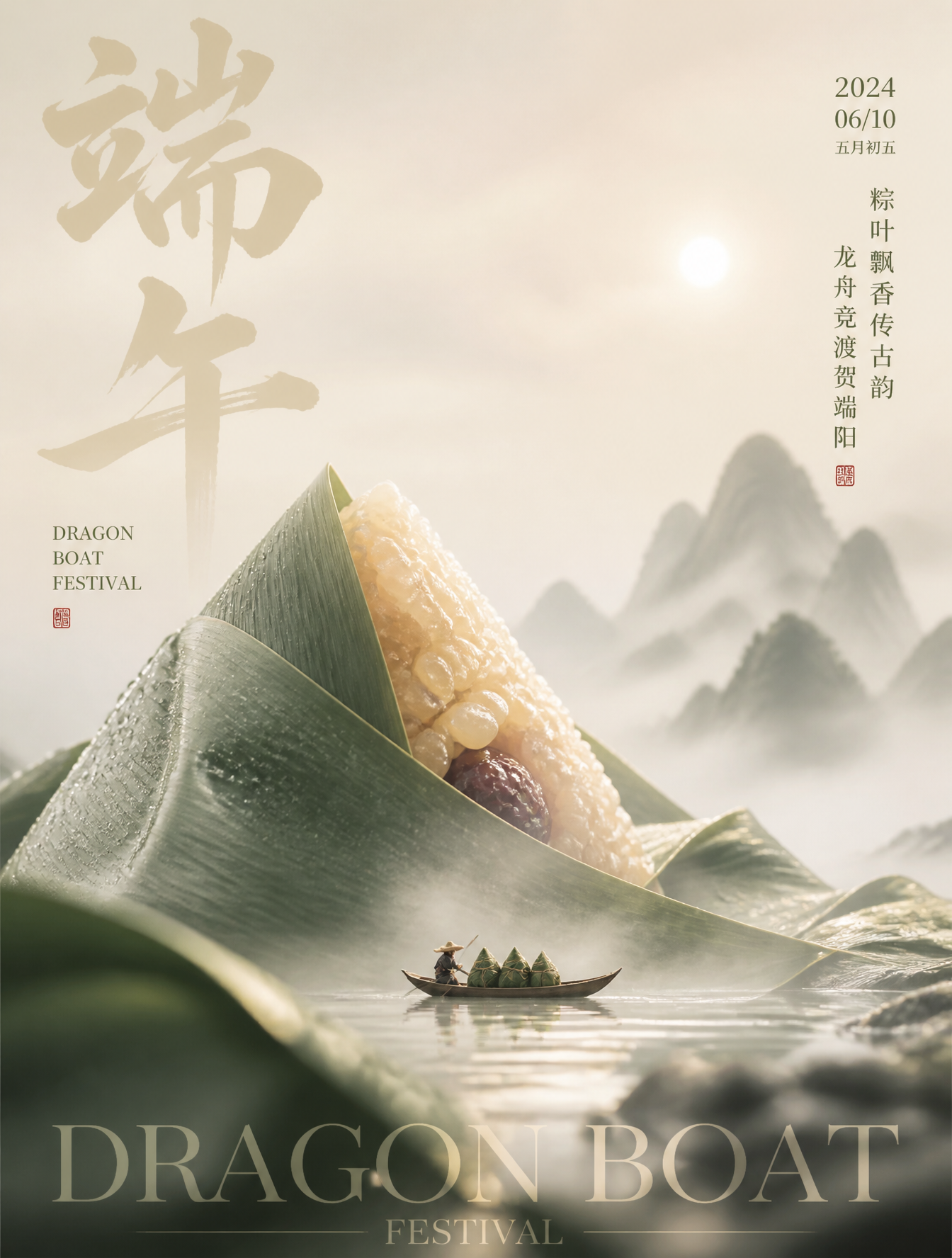 竖版高端{节日/节气}品牌海报,3:4比例,东方极简美学与超现实商业摄影结合。
整体色调为{主色1}、{主色2}、{辅