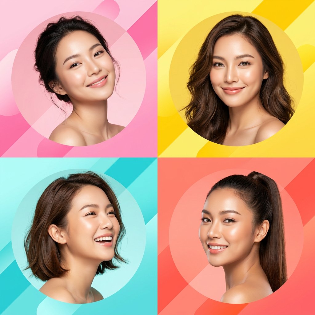 Ultra-modern high-end skincare advertising collage featuring