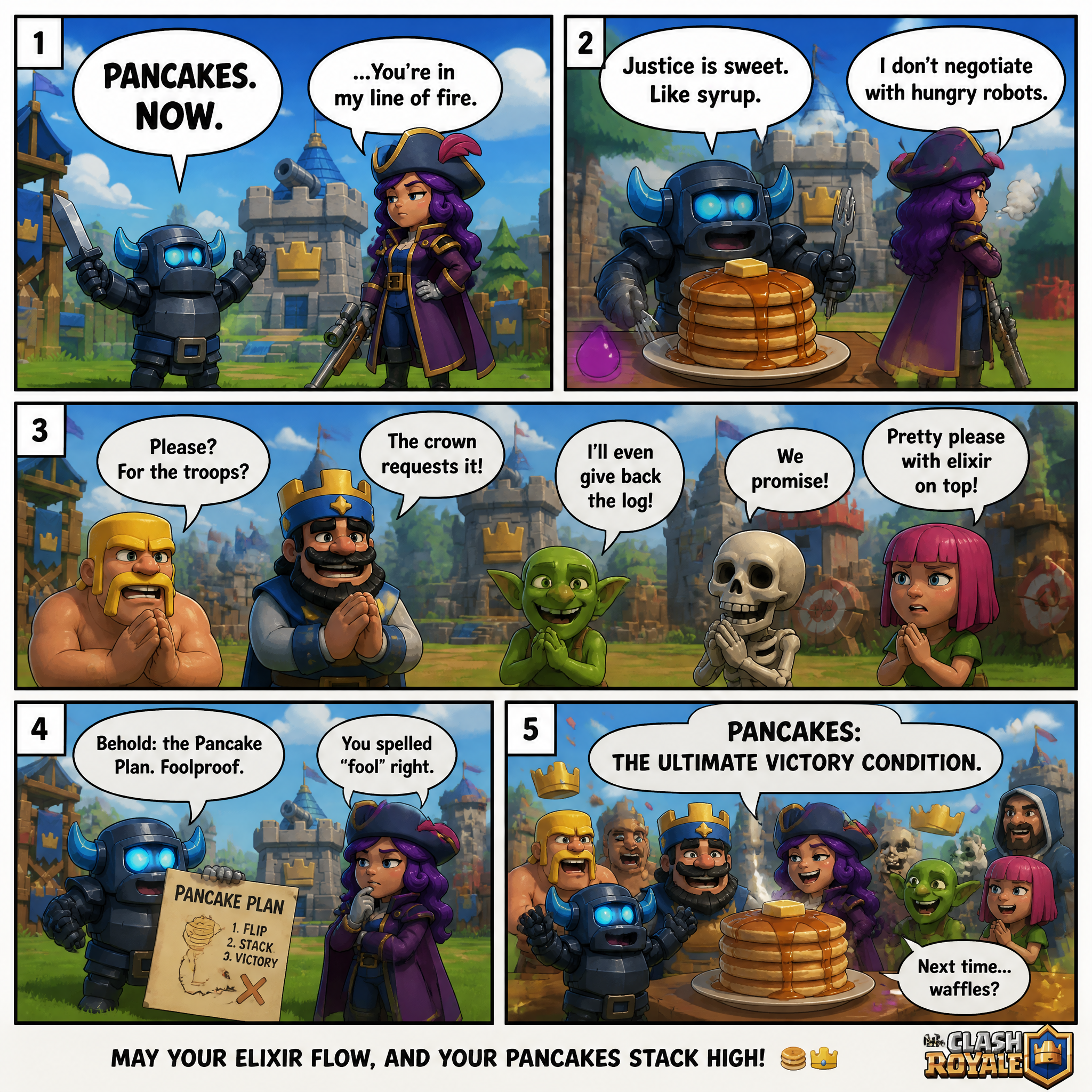 use character of game called clash Royale and create a humor