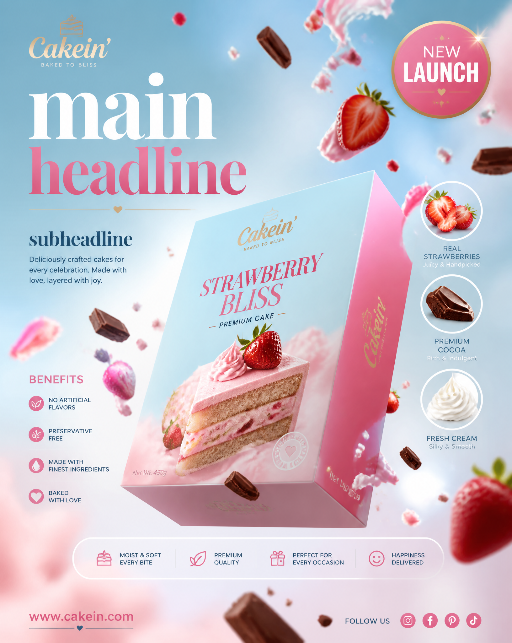 Create a premium commercial advertising poster for Cake.

Br
