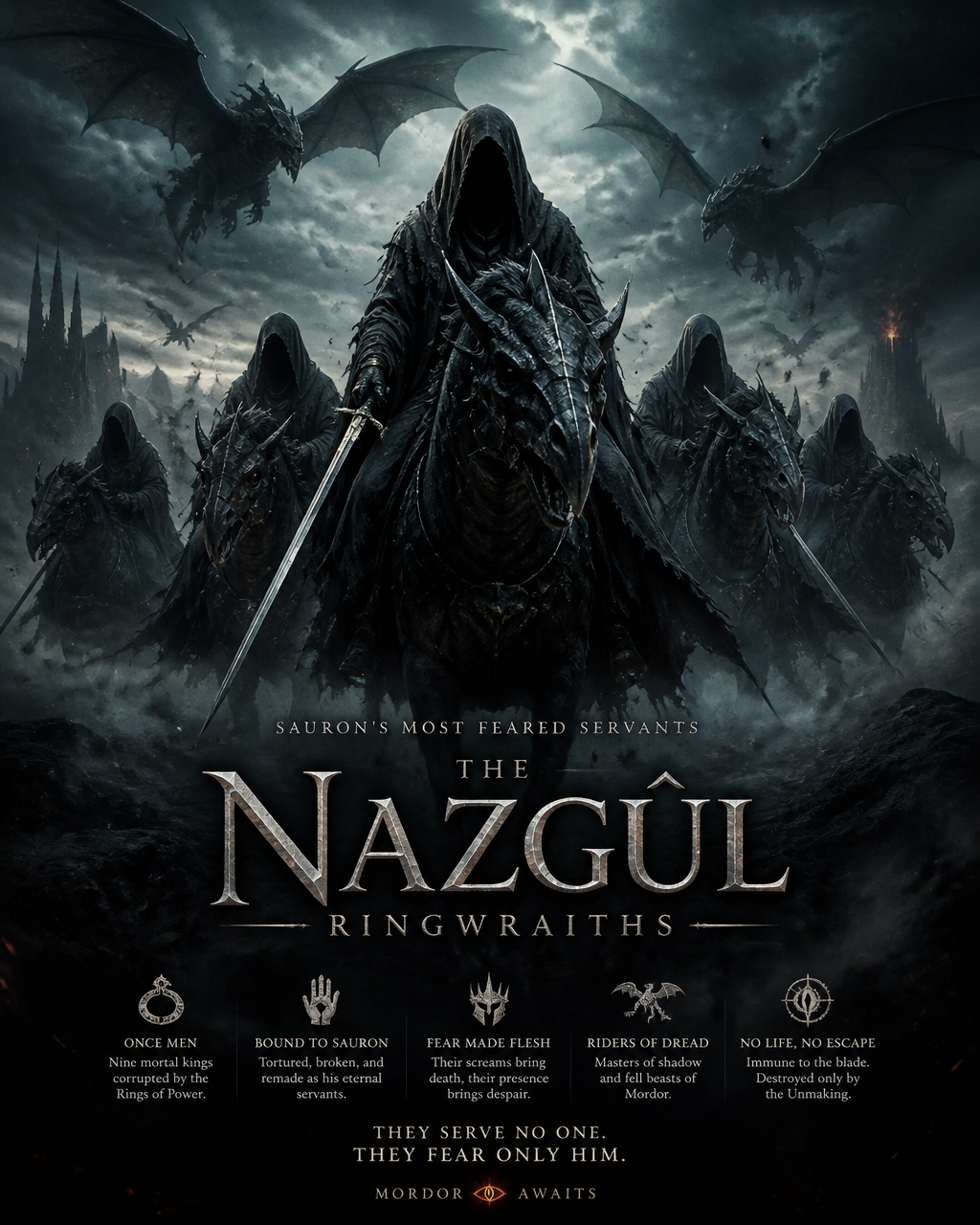 character poster for "The Nazgul, also known as the Ringwra