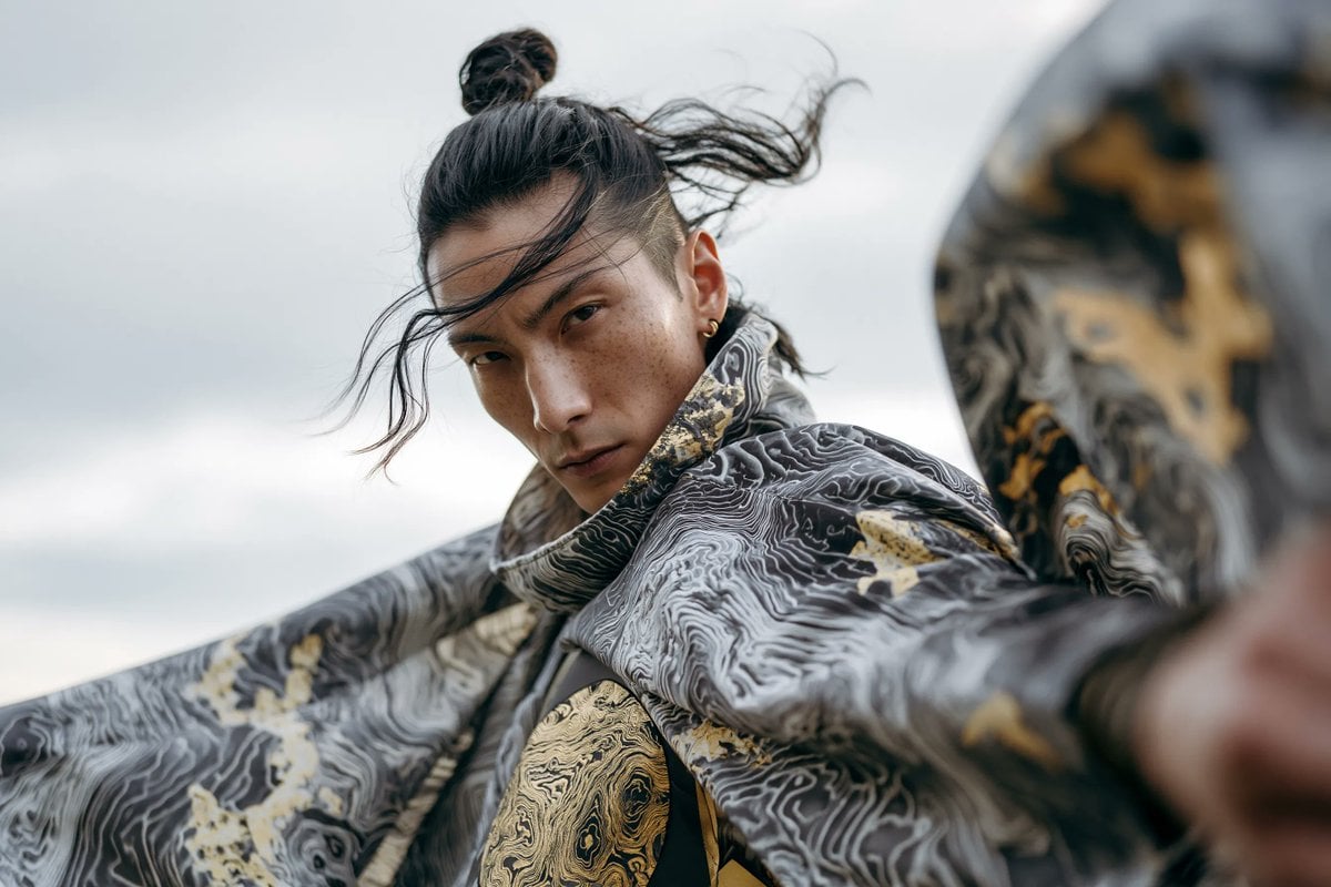 A high-fashion editorial portrait of a [Subject] wearing ava