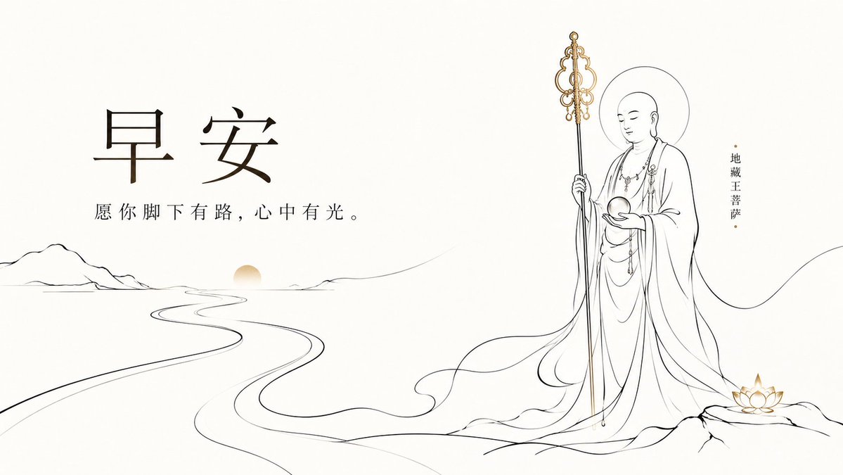 确实这套提示词很能扛事， 也很适合把照片转绘

用这套做一套佛系早安问候图，还是被这种线条迷住

这套提示词，可垫图，可