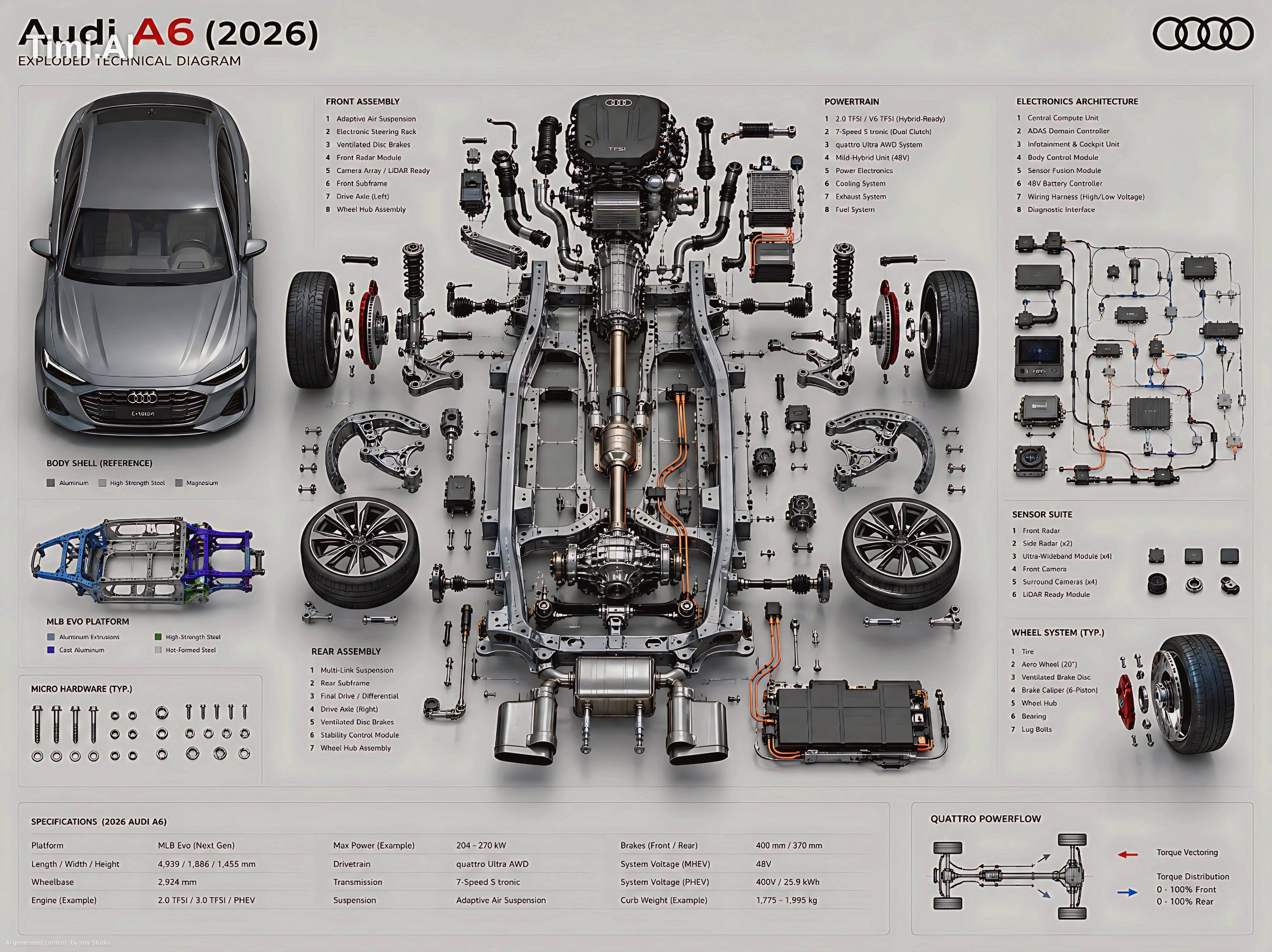 Create an ultra-high fidelity exploded technical diagram of