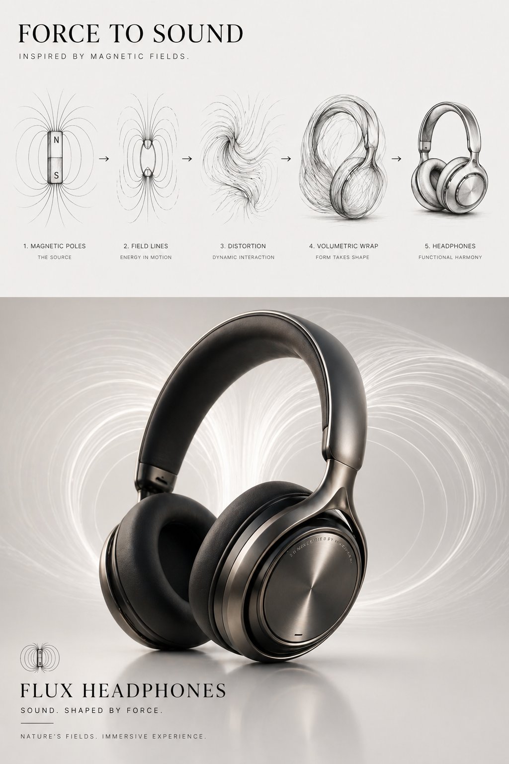 A vertical 3:4 premium design poster showing conceptual evol