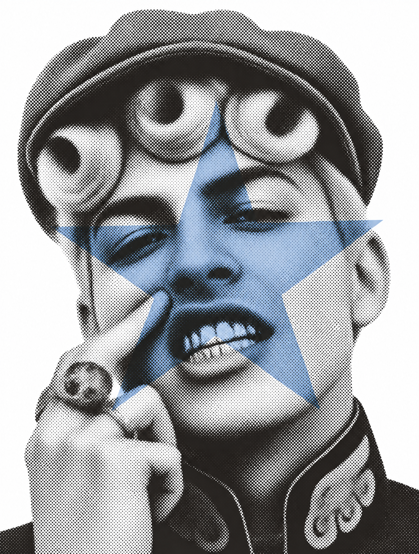 A high-contrast portrait giorno giovanna halftone dot patter