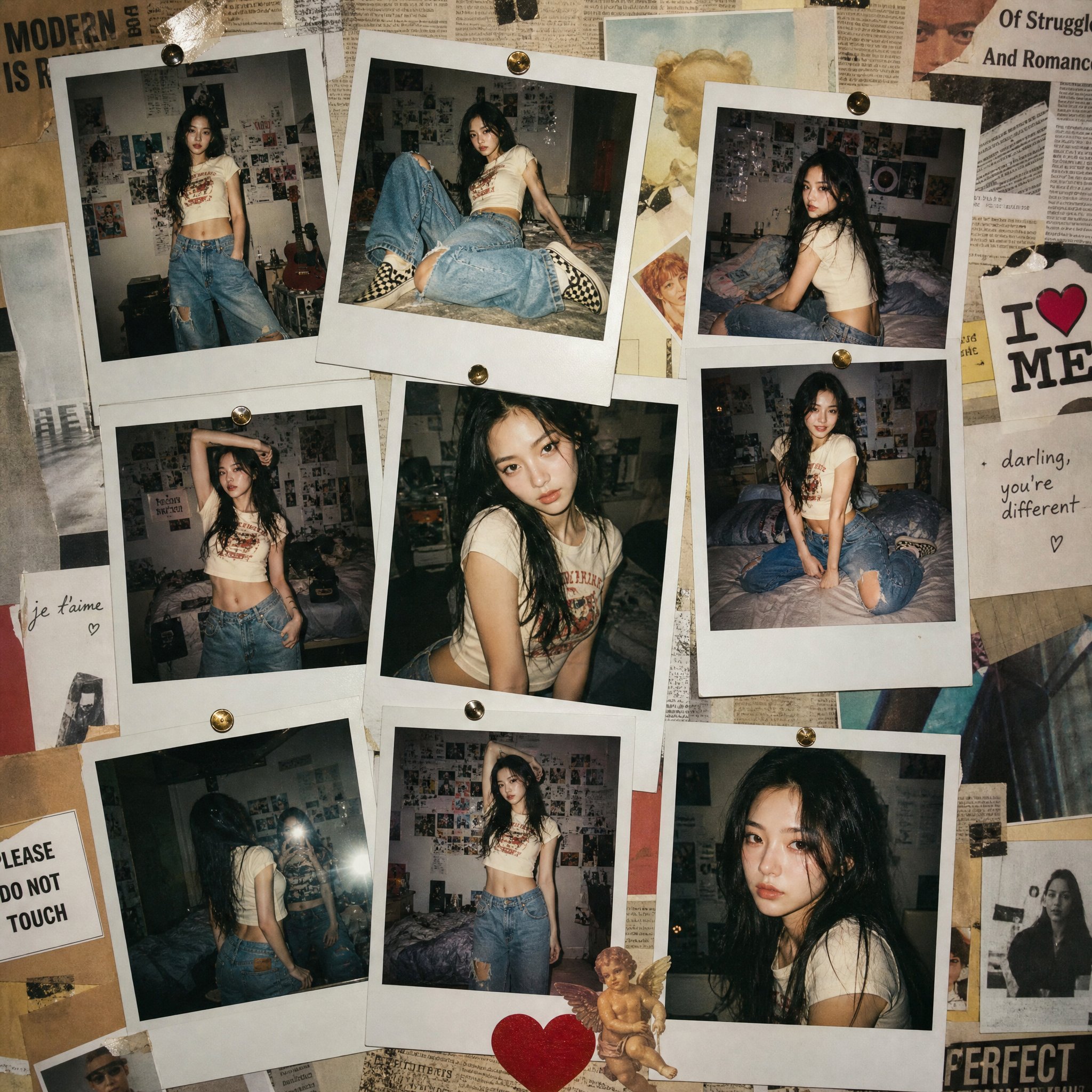 Ultra-realistic Y2K fashion editorial composed entirely of o