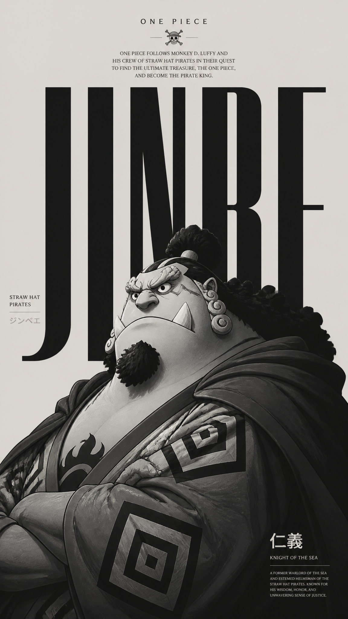 Minimalist editorial poster design featuring **[character na