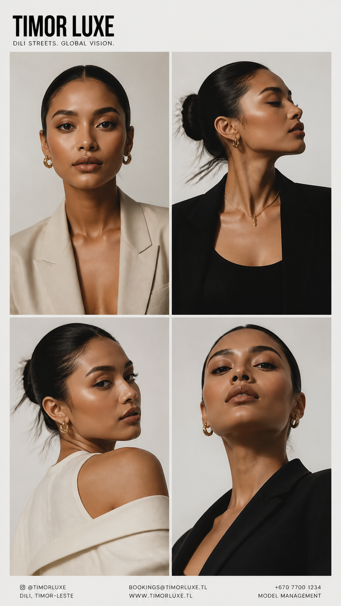 Create a premium high-fashion editorial series featuring a s