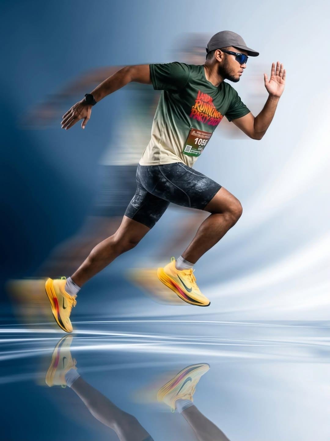 Dynamic sports fashion campaign photo of a male athlete spri