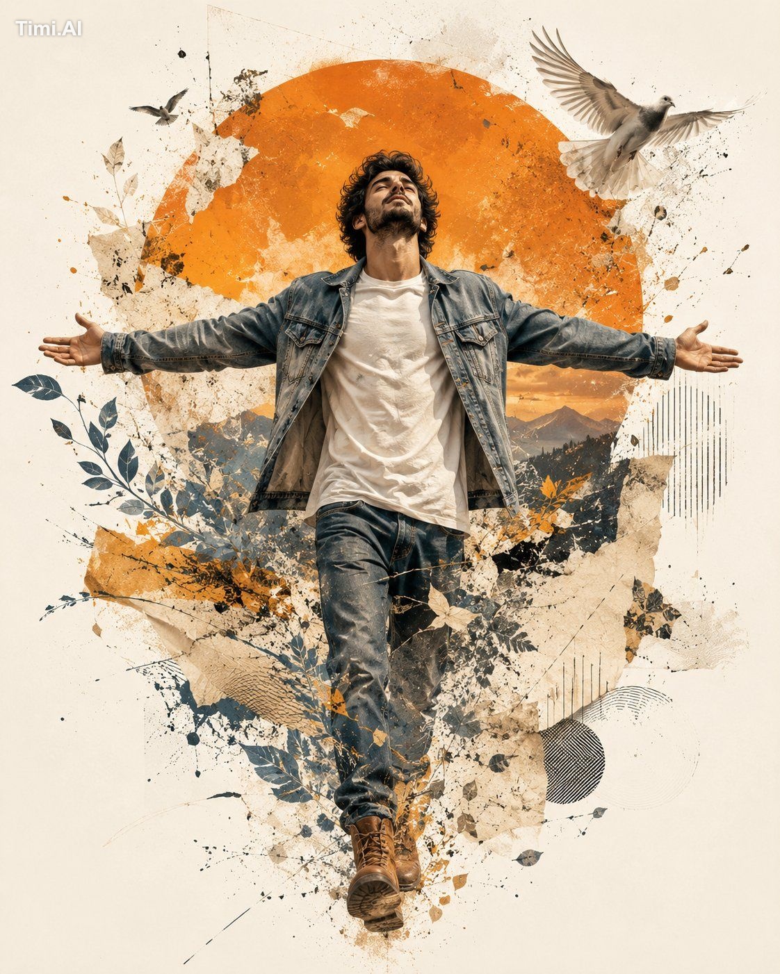 A premium contemporary mixed-media editorial illustration fe