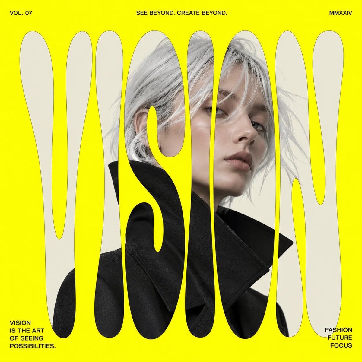 Create modern fashion editorial posters with oversized disto