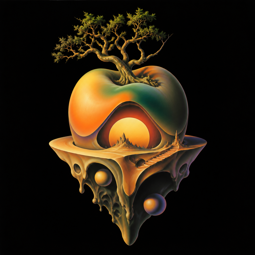 Ultra-detailed surreal object floating in empty space.Create