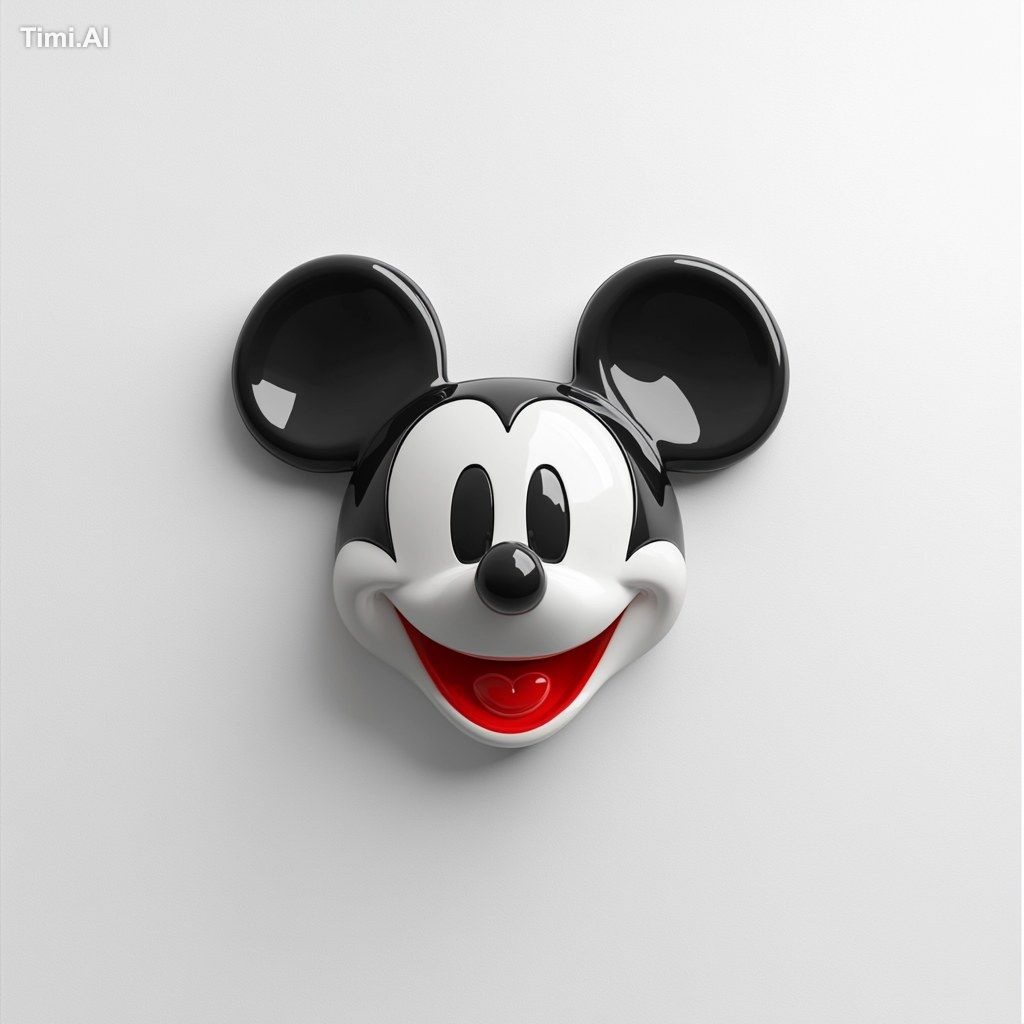 3D rendering of Mickey Mouse cartoon character Mickey, white