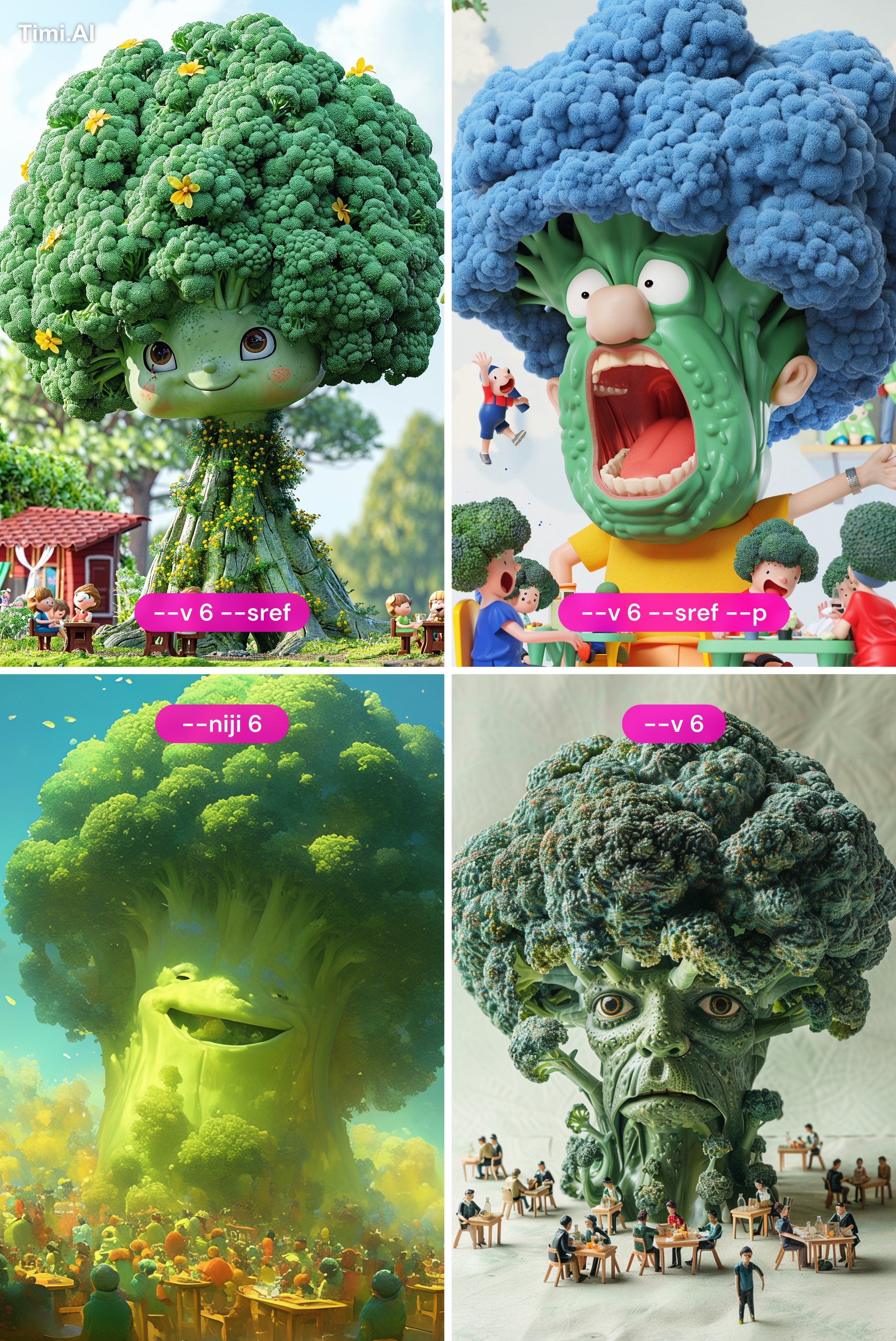 body shot of broccoli as the main character in an ad campaig