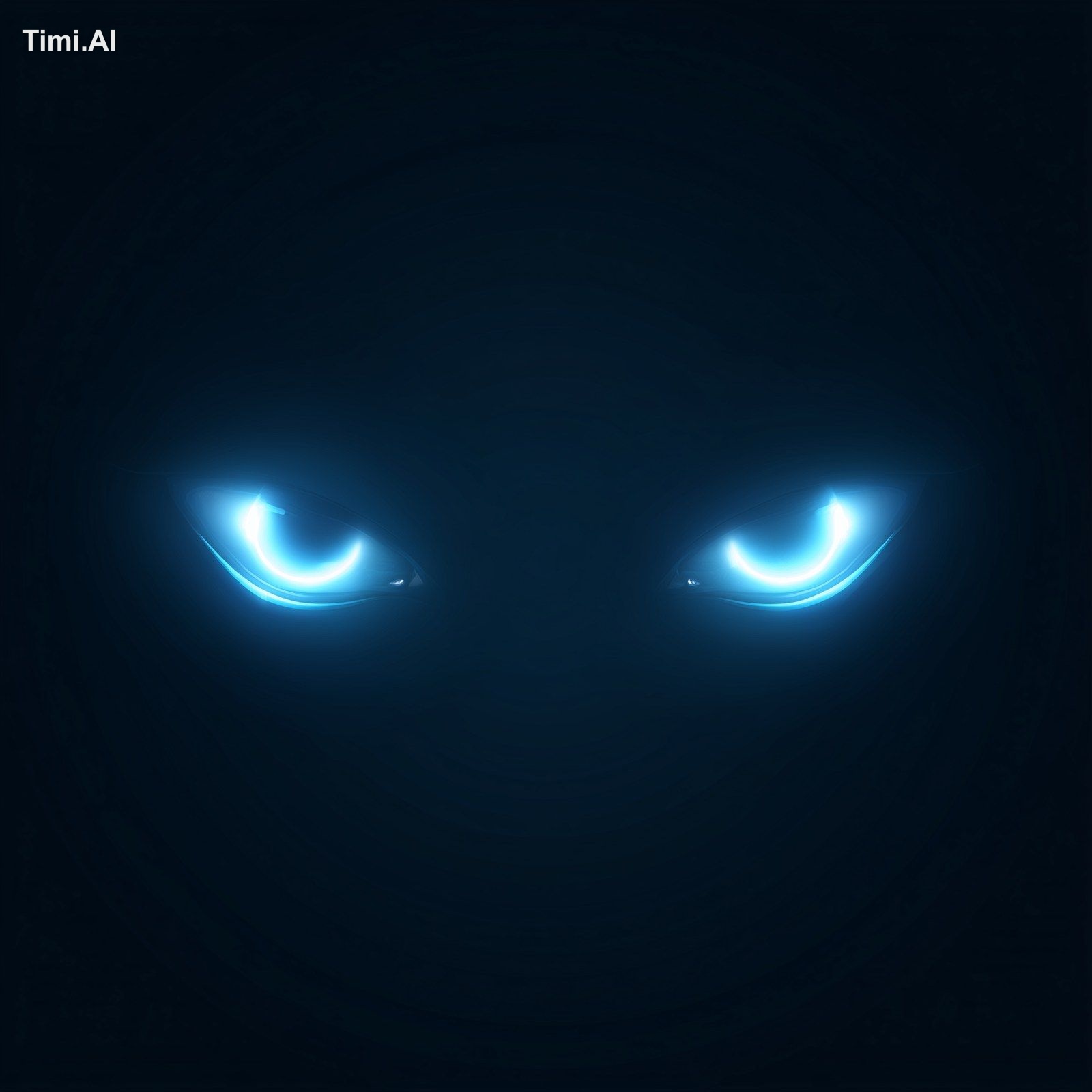 Minimalist logo design of two glowing bright blue eyes, soft
