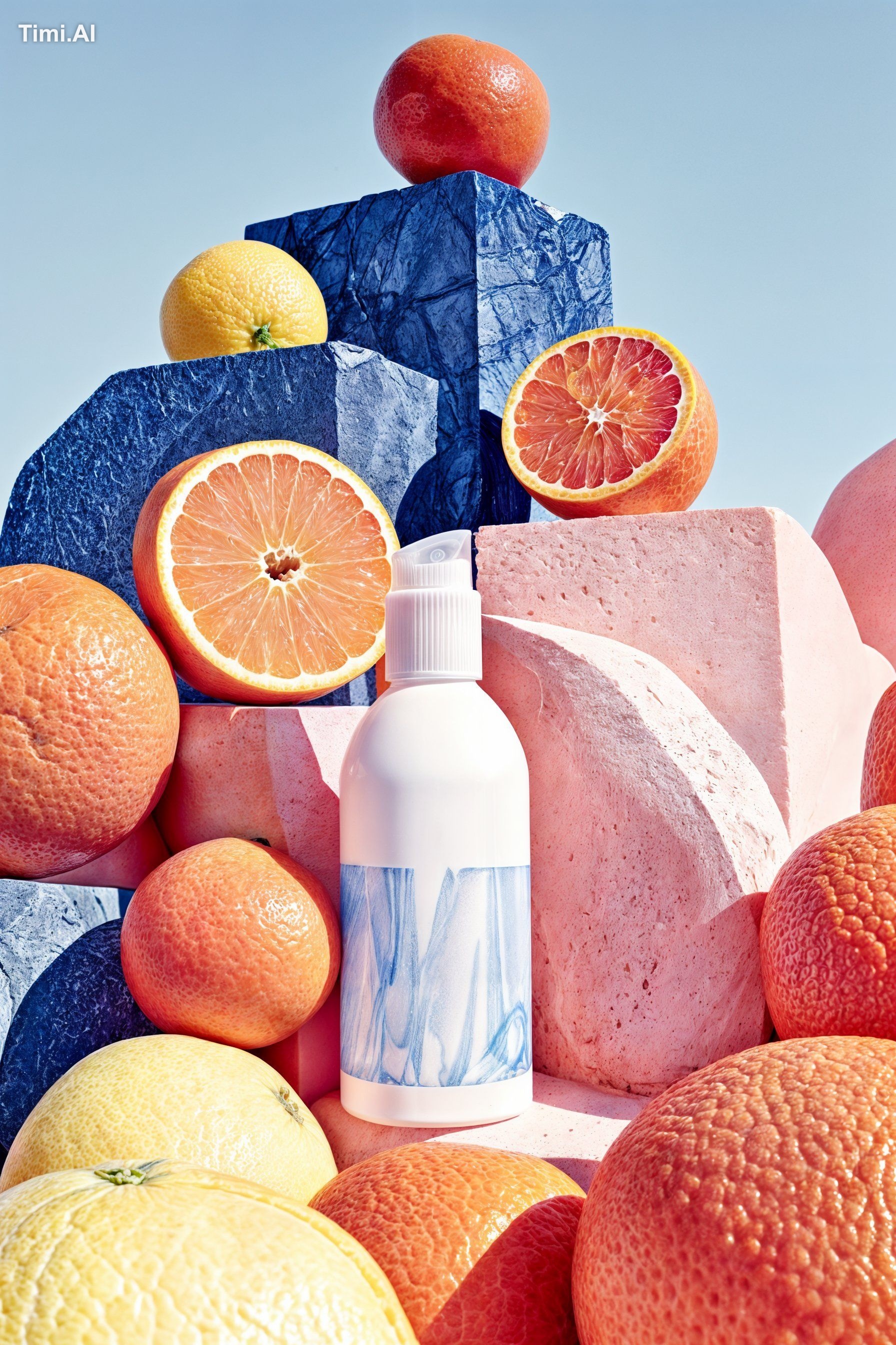 close up product photography of [a white cosmetic bottle] la
