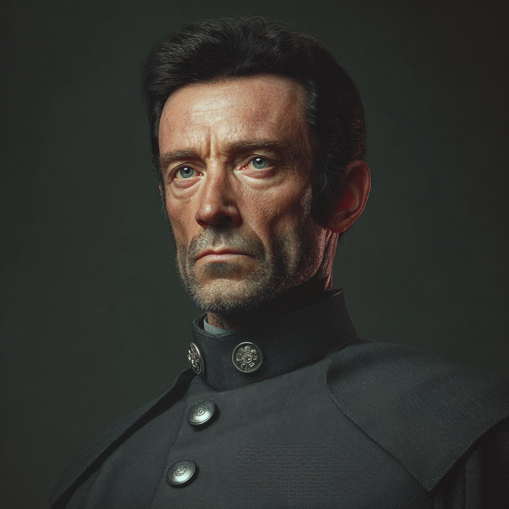 Hugh Jackman in a star wars Imperial officer uniform, photor