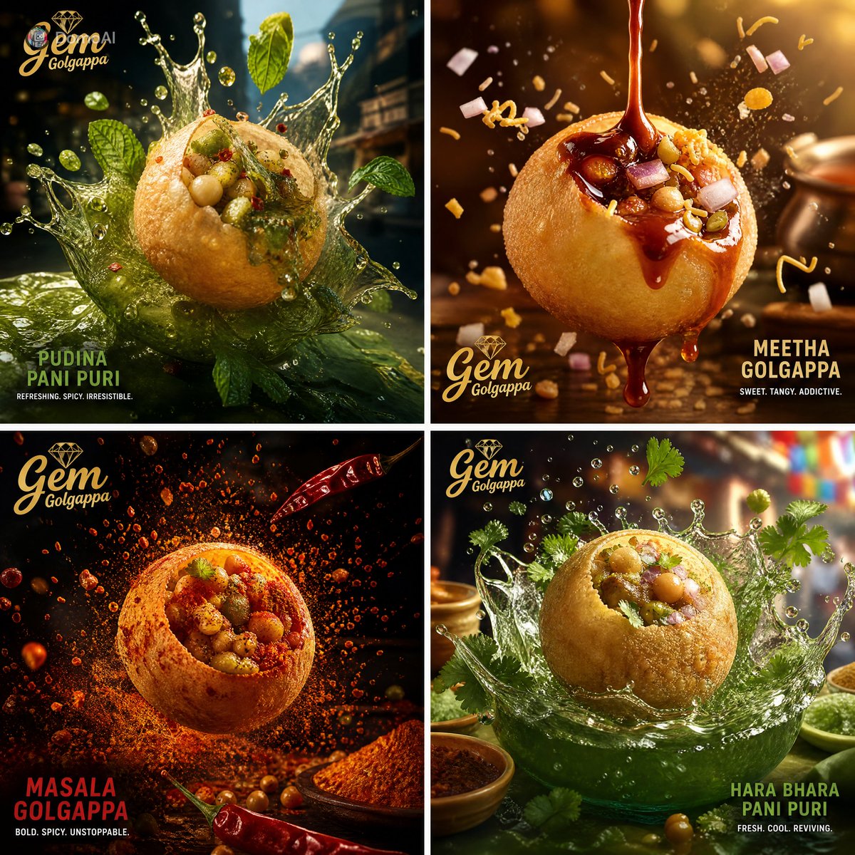 Commercial food photography ad campaign for Indian street fo