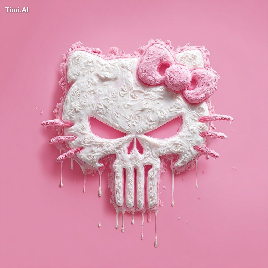 the punisher logo made out of ice cream in the style of hell