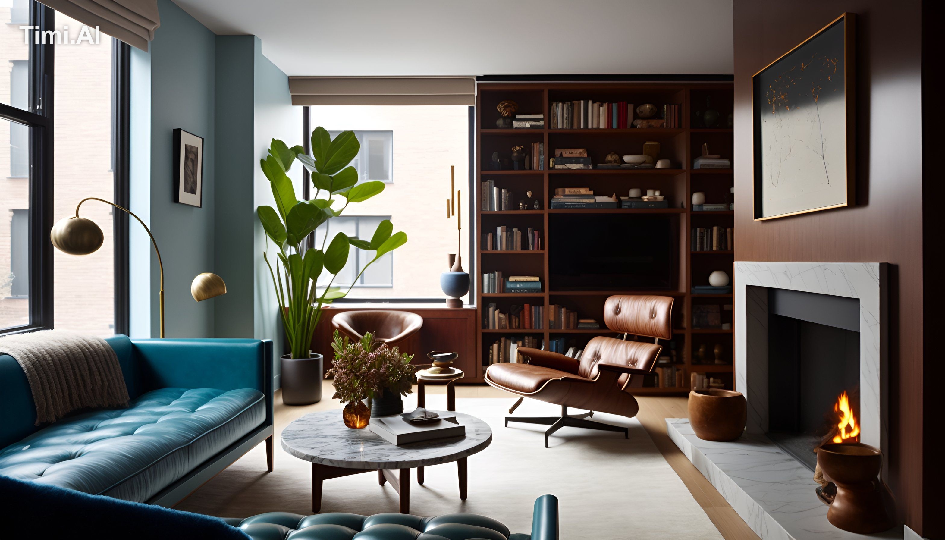 Editorial Style Photo, Eye Level, Modern, Living Room, Firep