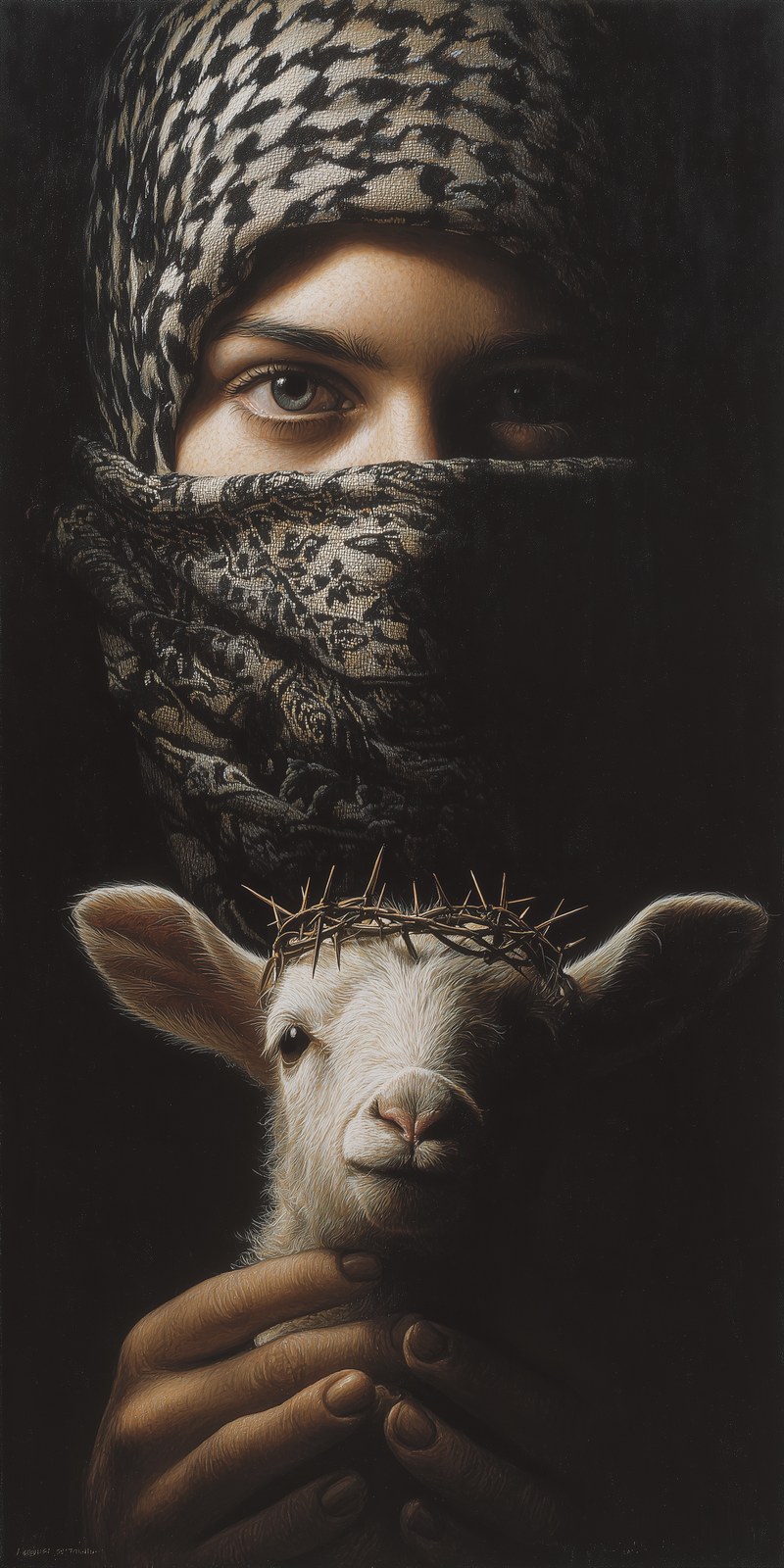 A breathtaking work of art with a black background. In the u