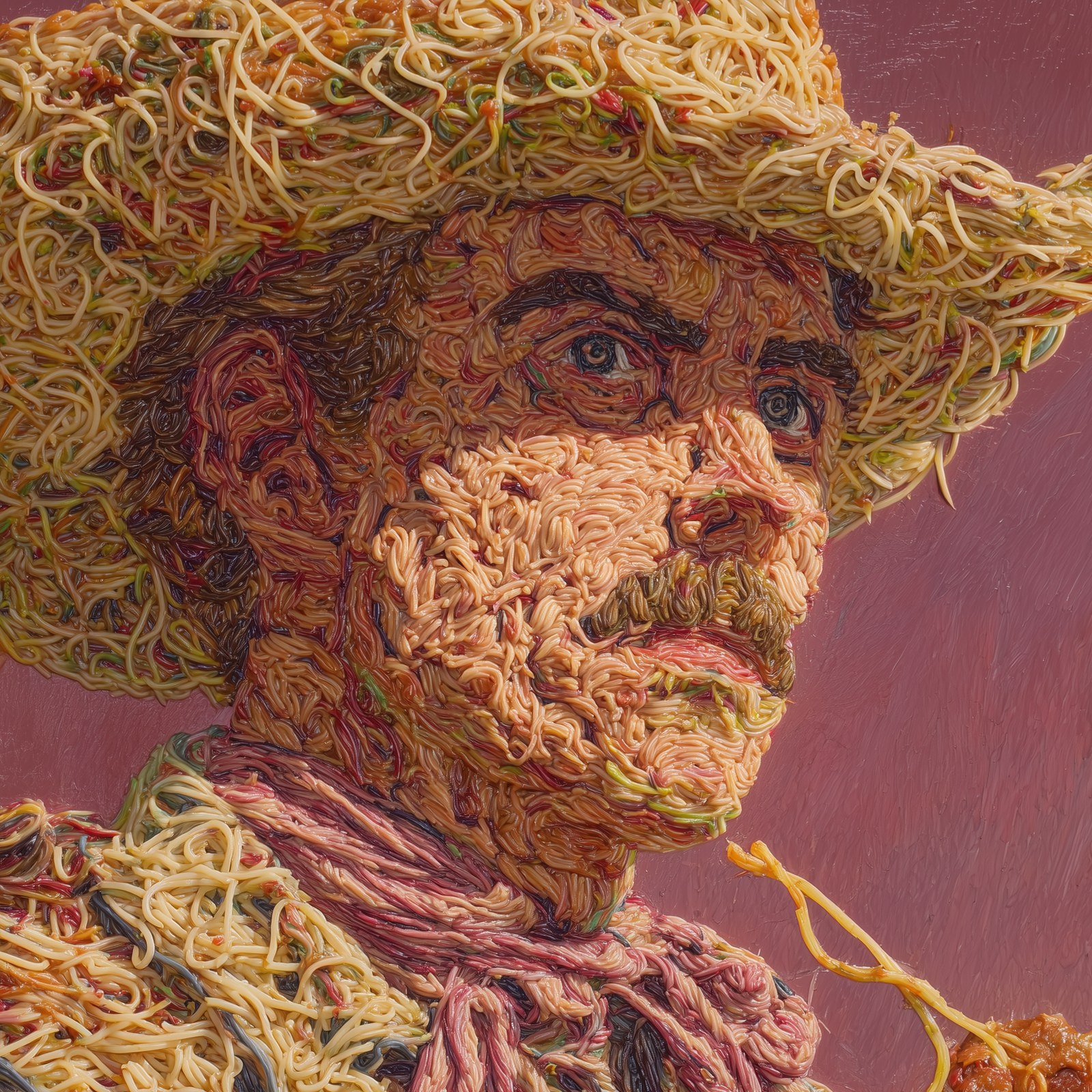 a painting of a close up intimate portrait of a cowboy made