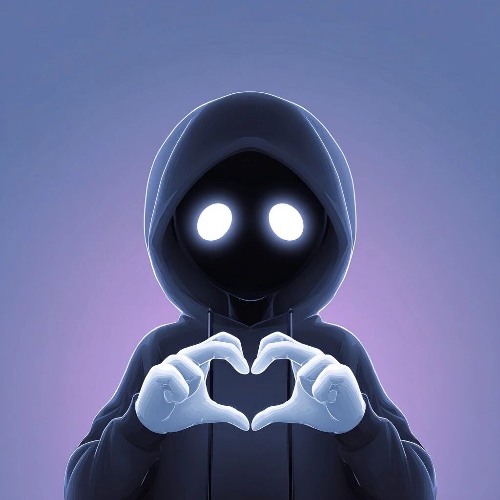 flat digital illustration of a hooded cartoon character in a