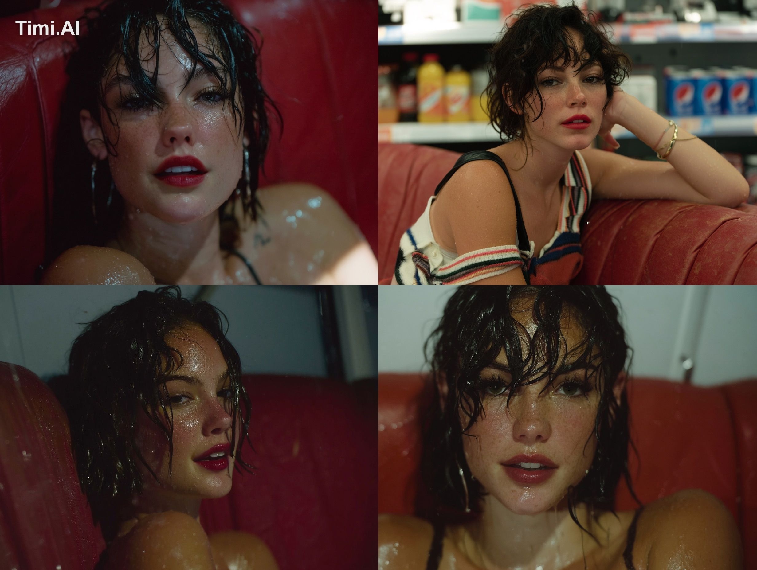 Another one > Short wet black haired white surfer girl, c