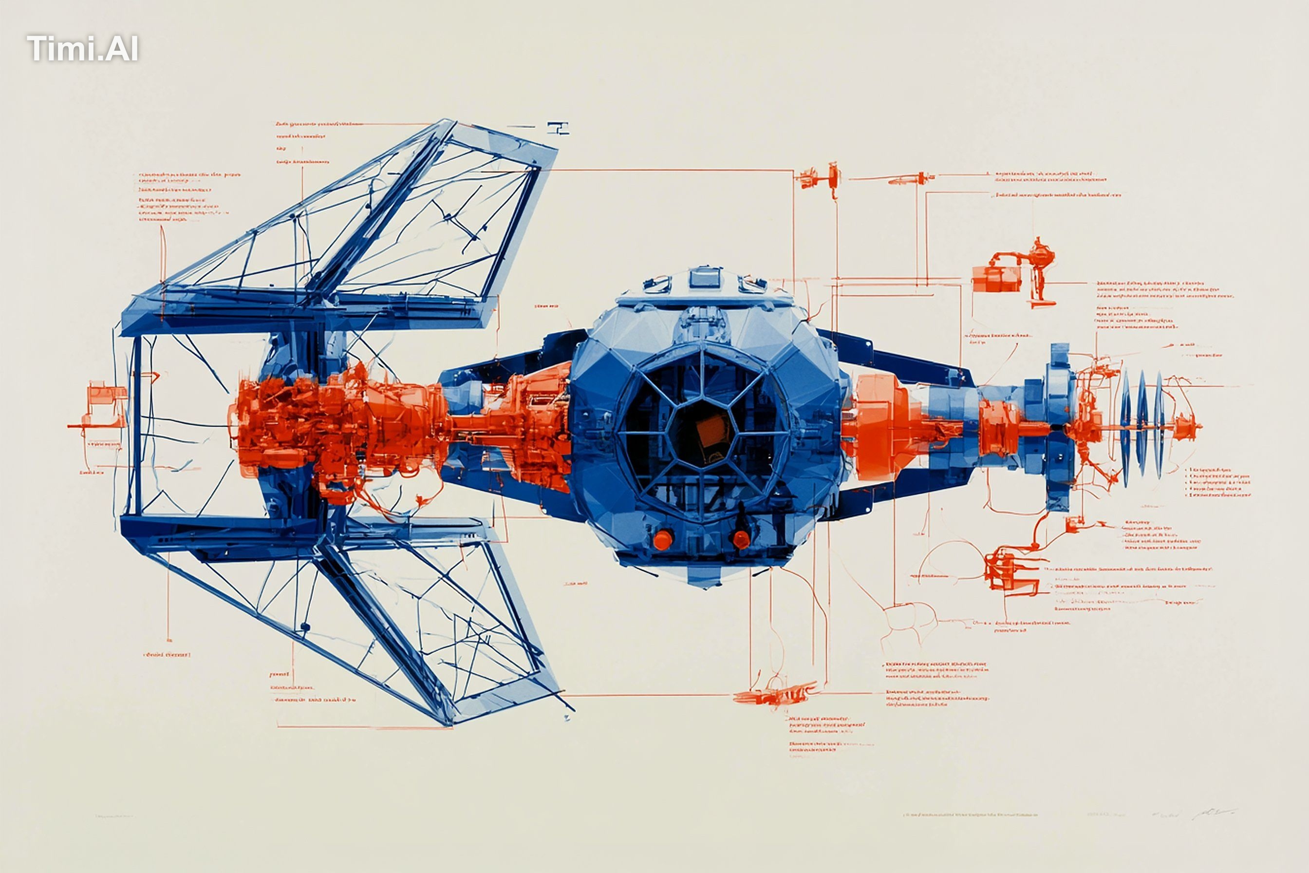 Autopsy infographic of geometric low-polygon TIE Fighter hyb