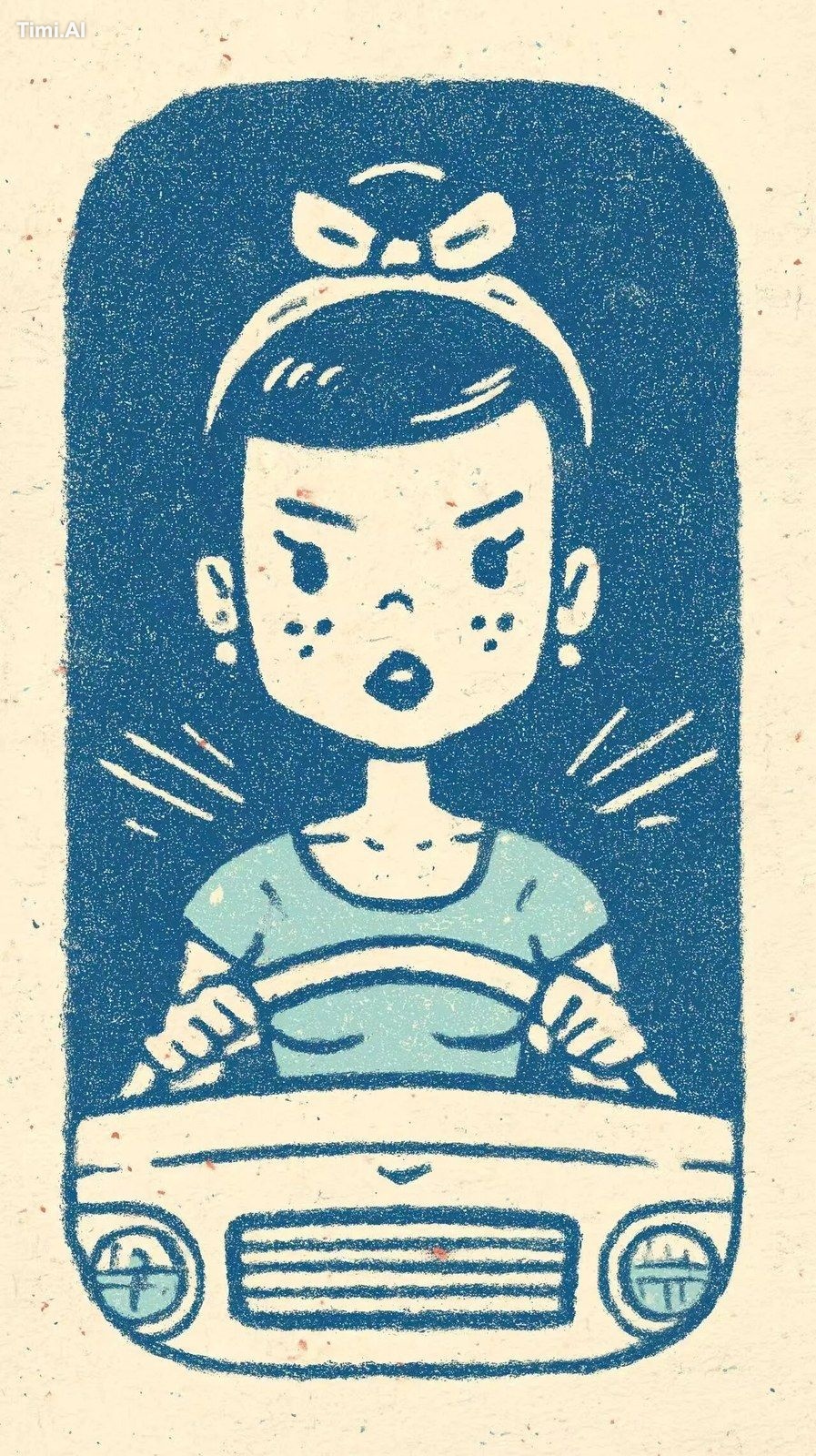 Cute vintage cartoon mascot character Retro car dashboard hu
