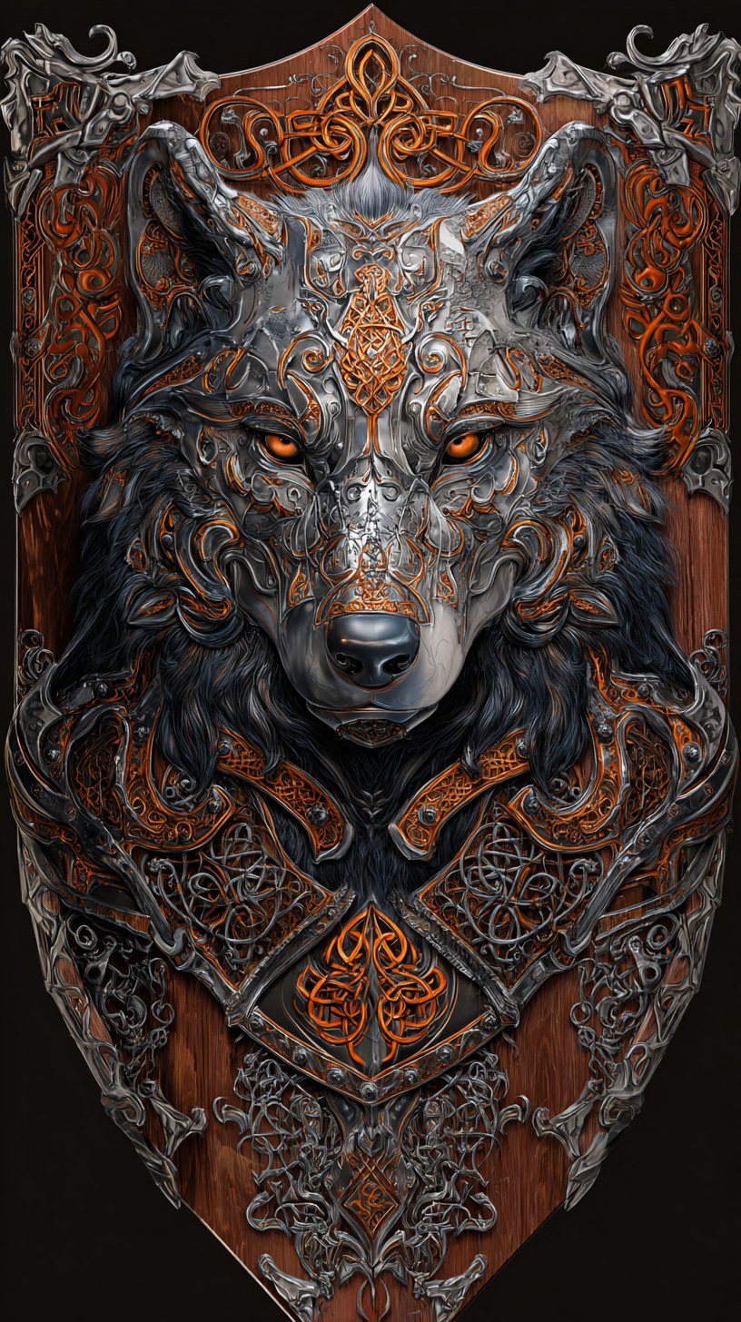 front view, reflective chrome silver, orange black viking ce
